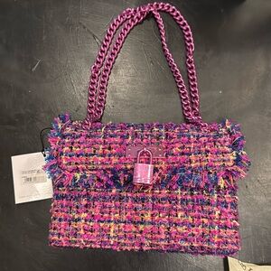 Kurt Geiger pink tweed purse